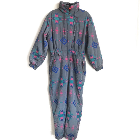 Mistral Jackets & Blazers - Vtg 80s MISTRAL Ski Suit Snow Bib Tribal Snowsuit